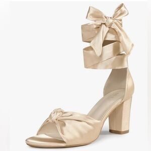 Perphy brand -champagne satin women’s heel.